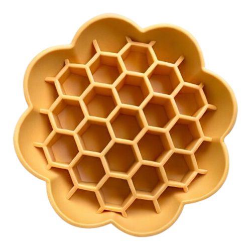 SlowJoy - Evéslassító szilikon tál - Honeycomb - Sárga